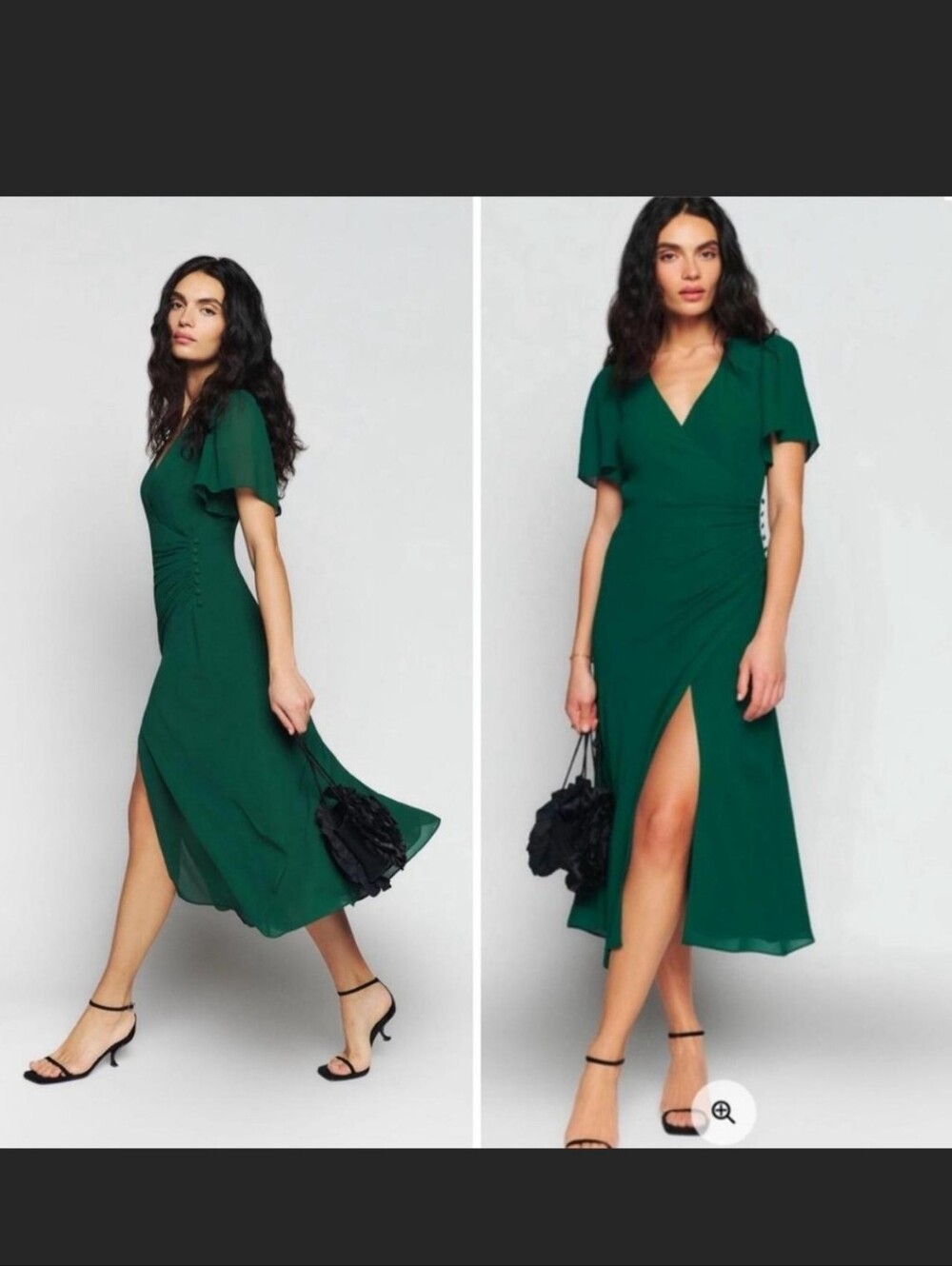 Reformation Breanna Dress in emerald green